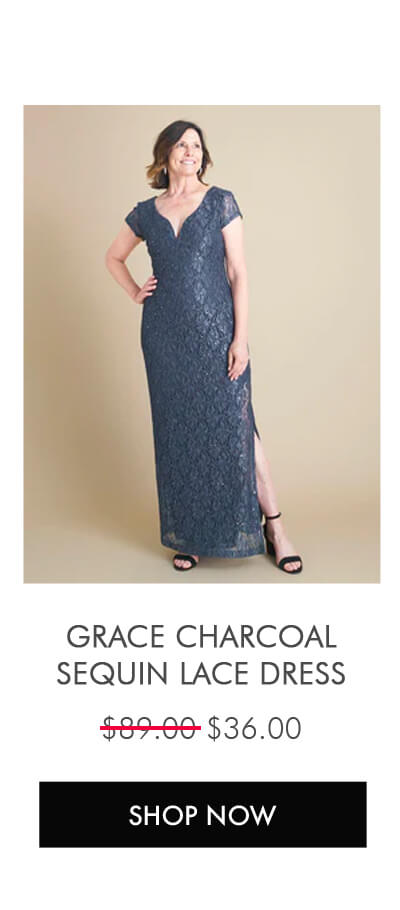 GRACE CHARCOAL SEQUIN LACE DRESS SHOP NOW