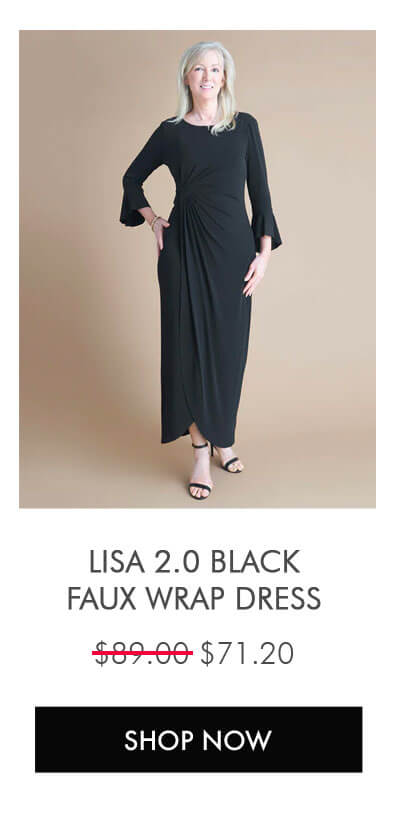 LISA 2.0 FLOOR LENGTH BLACK FAUX WRAP DRESS SHOP NOW