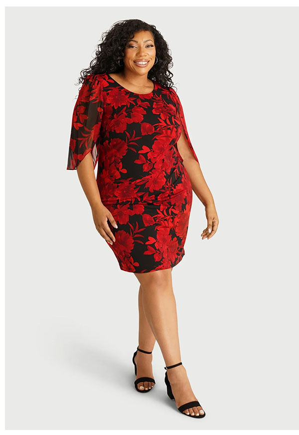 Stevie Red Floral Sheath Dress