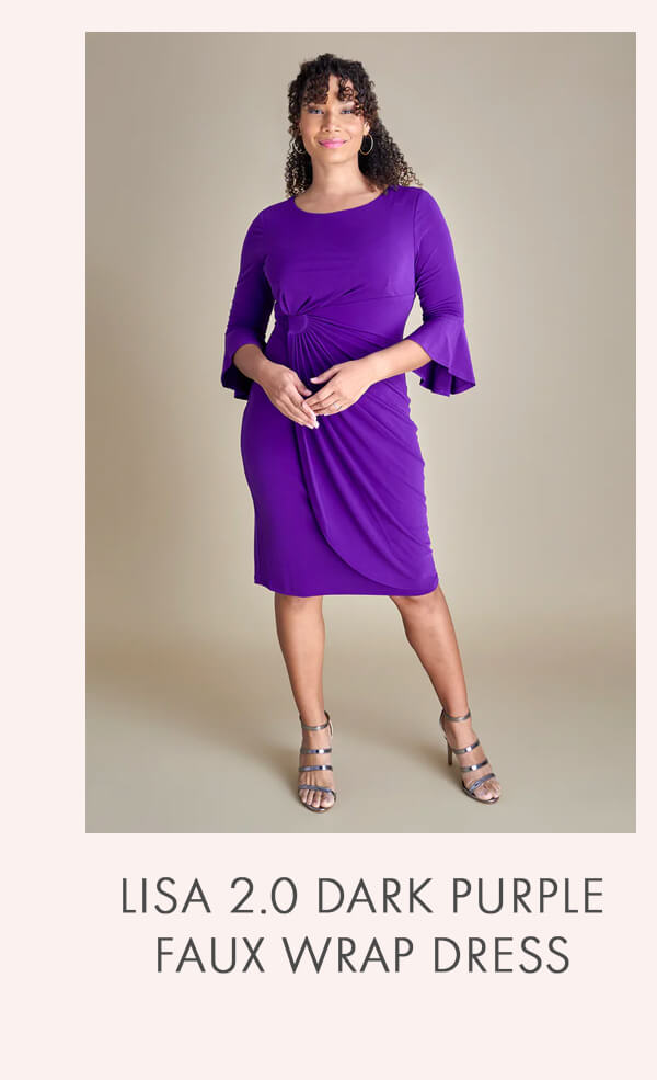 LISA 2.0 DARK PURPLE FAUX WRAP DRESS