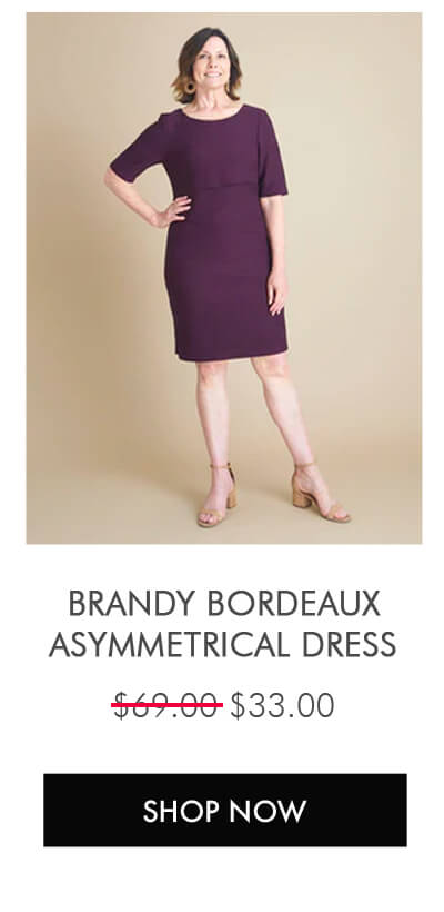 BRANDY BORDEAUX ASYMMETRICAL DRESS SHOP NOW