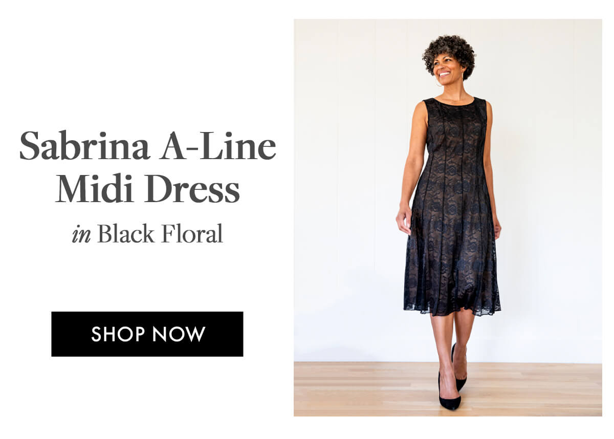 SABRINA BLACK FLORAL MIDI DRESS in Black Floral SHOP NOW