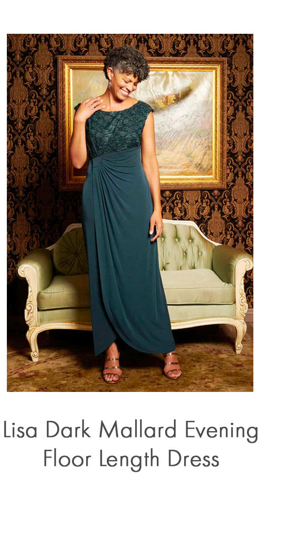 Lisa Dark Mallard Evening Floor Length Dress