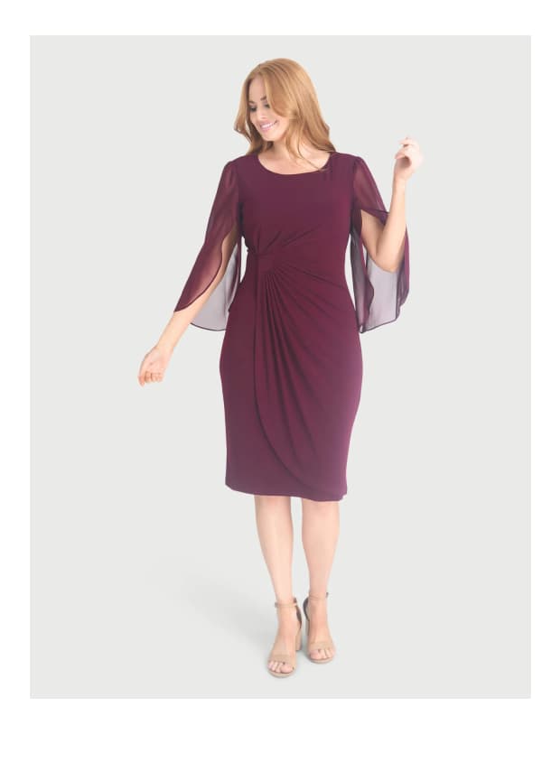 Lisette Bordeaux Faux Wrap Dress