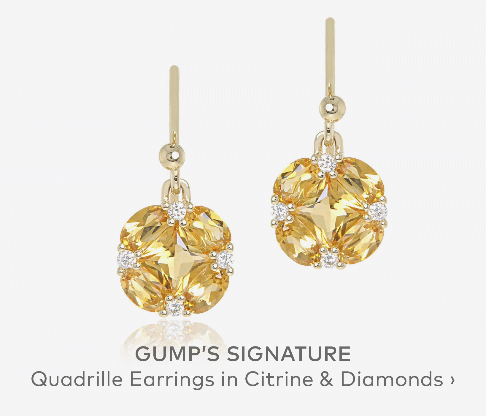 GUMP'S SIGNATURE Quadrille Earrings in Citrine & Diamonds