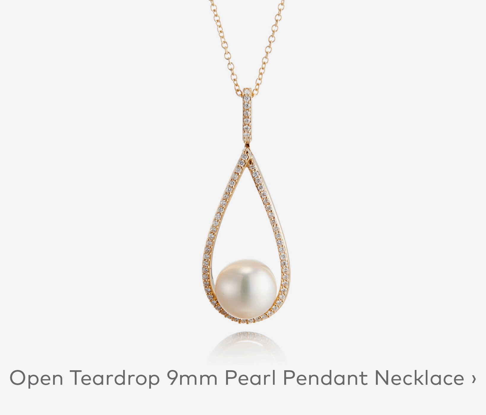 Open Teardrop 9mm Pearl Pendant Necklace