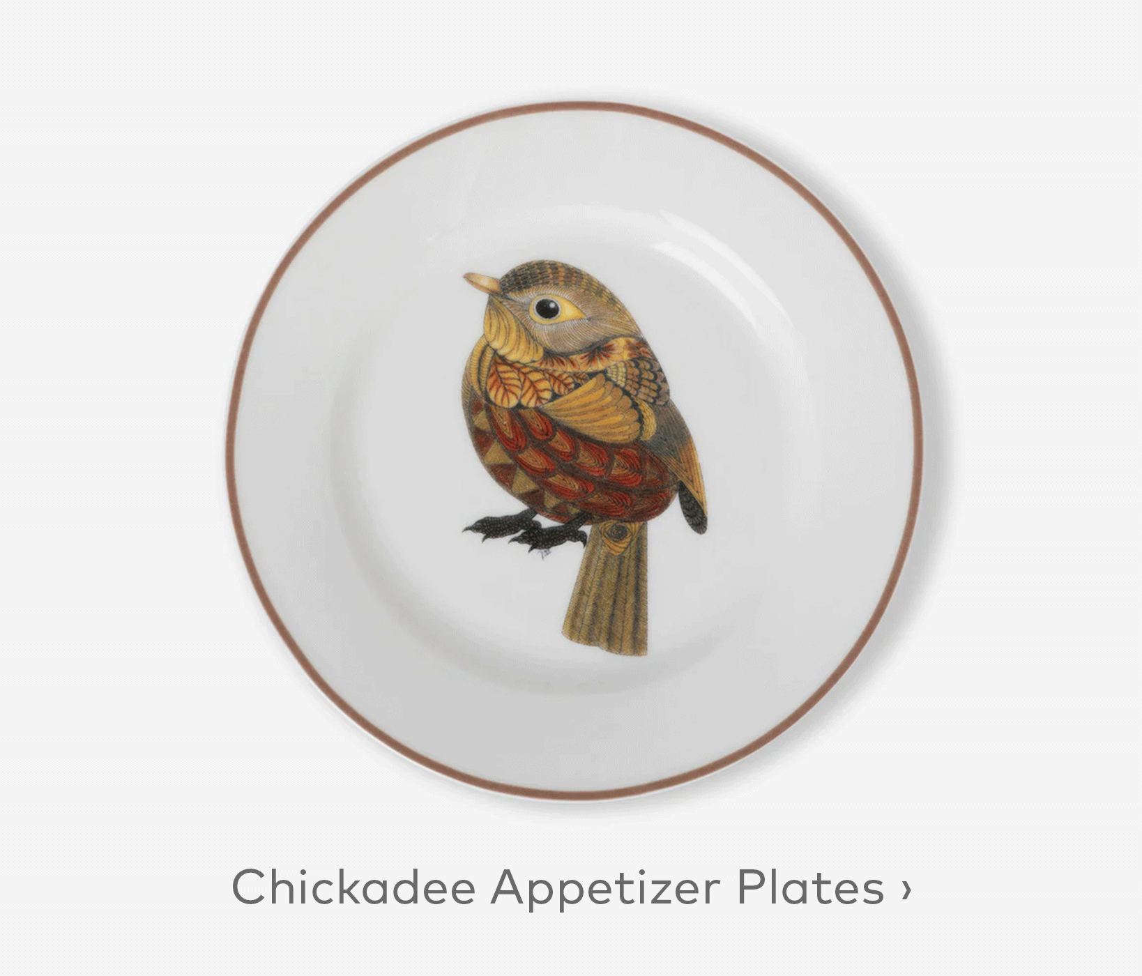 Chickadee Appetizer Plates, Set of 6