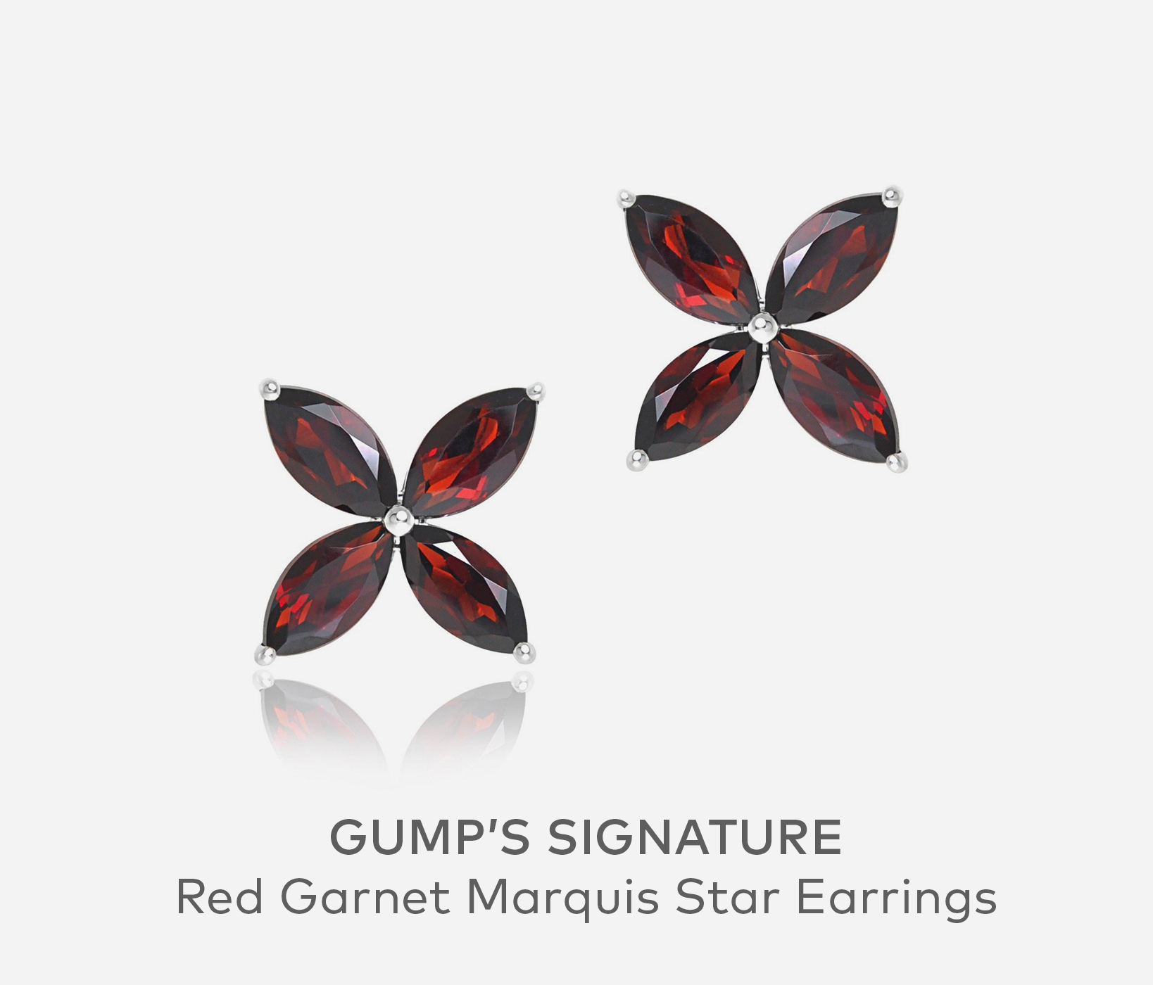 GUMP'S SIGNATURE Red Garnet Marquis Star Earrings
