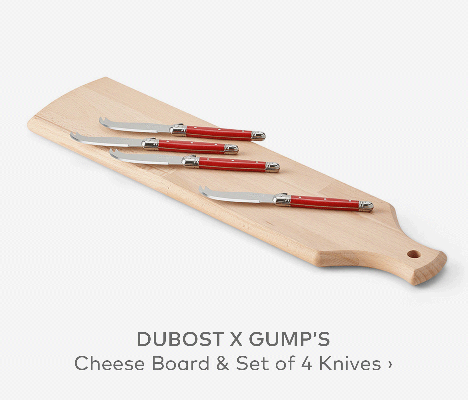 DUBOST X GUMP'S Cheese Board & Set of 4 Knives