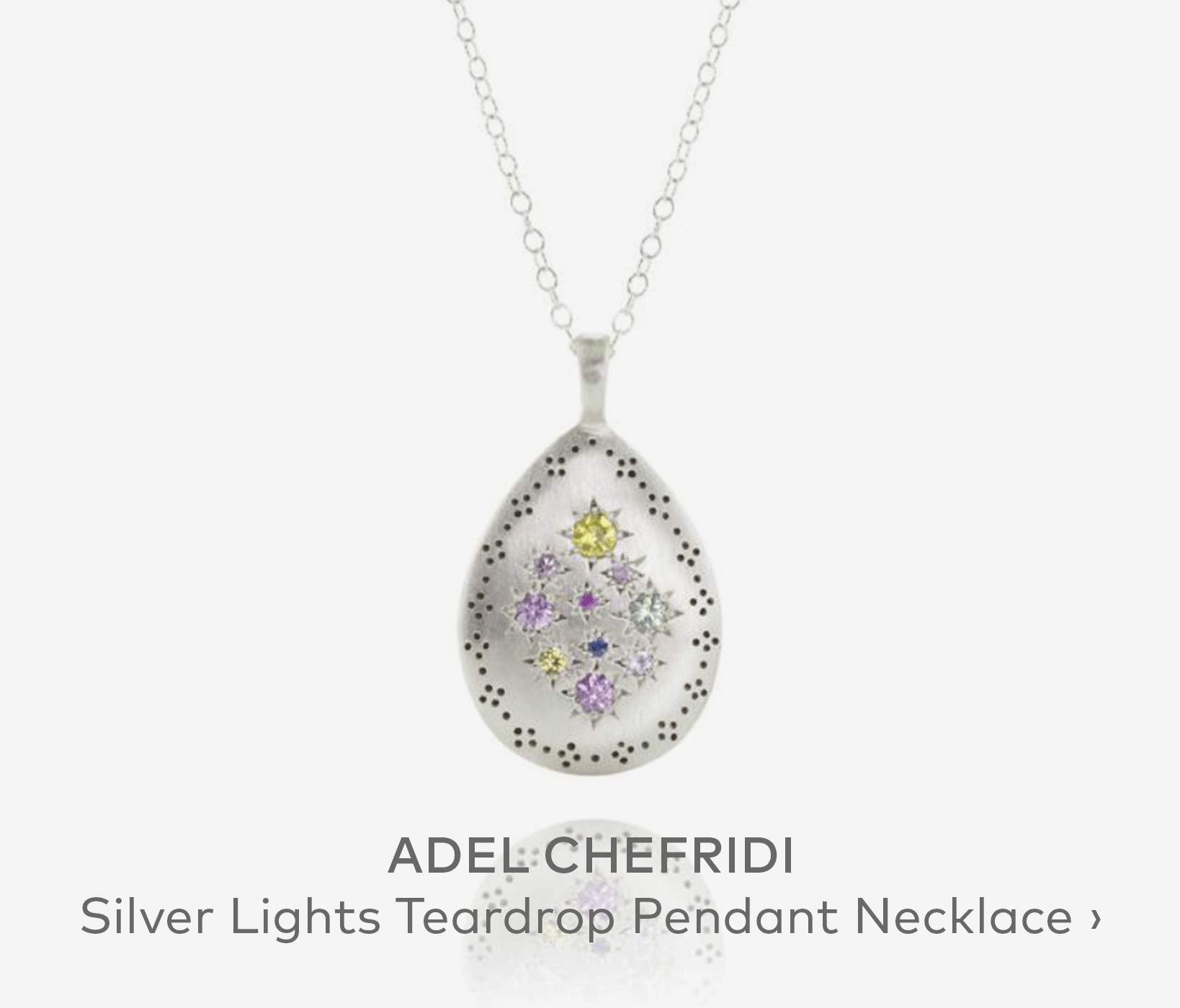 ADEL CHEFRIDI Silver Lights Teardrop Pendant Necklace
