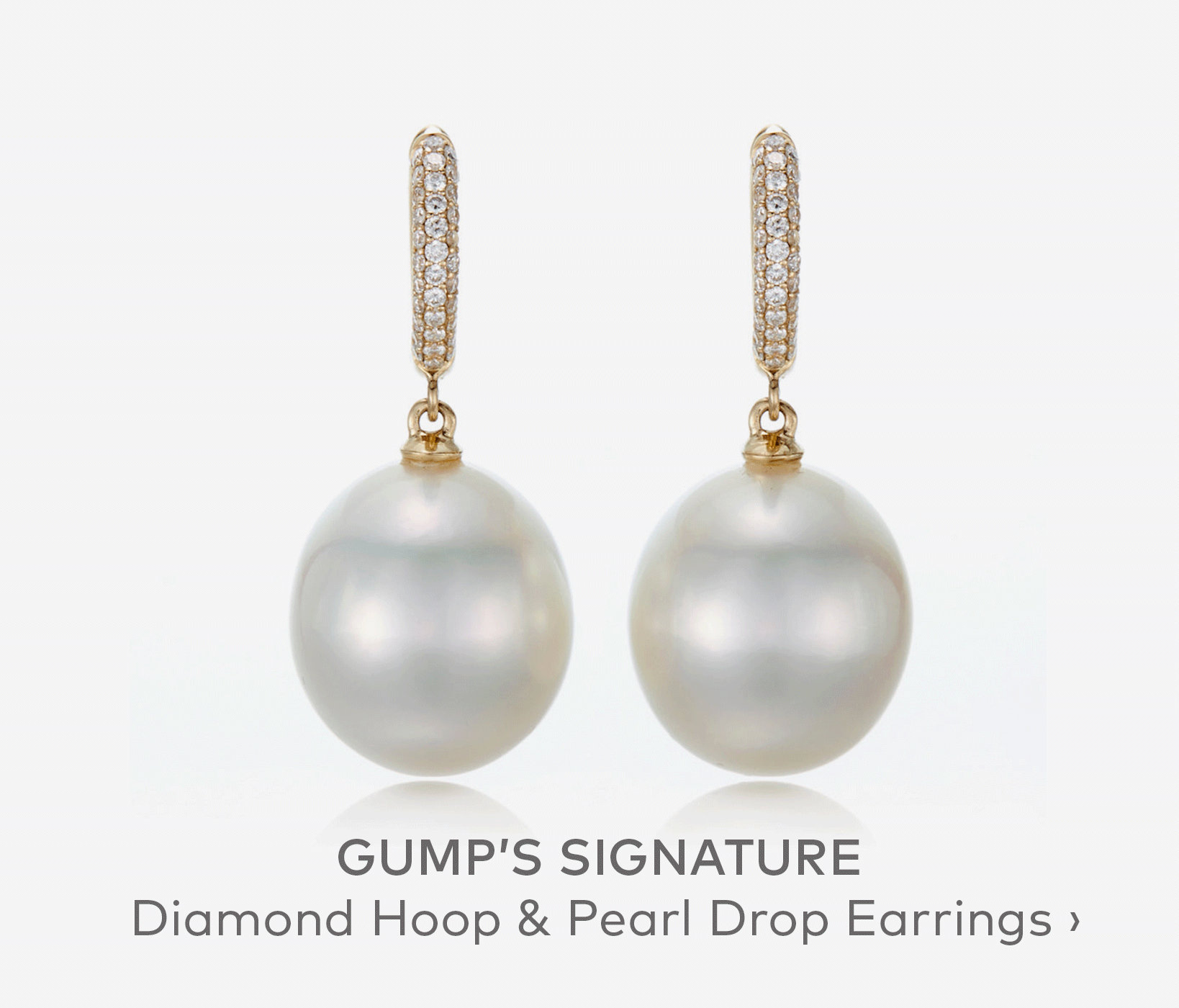 GUMP'S SIGNATURE Diamond Hoop & South Sea Pearl Drop Earrings