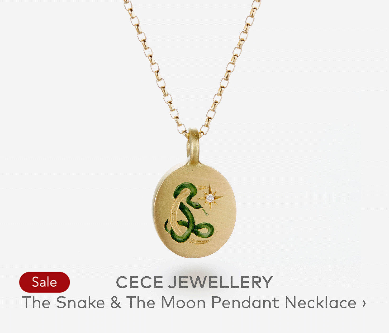 CECE JEWELLERY The Snake & The Moon Pendant Necklace