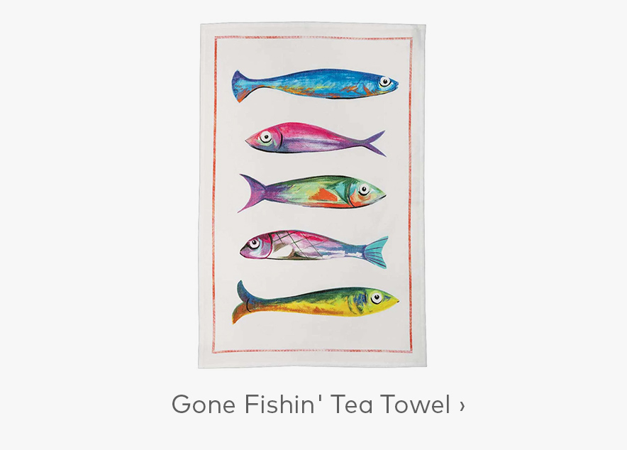 Gone Fishin' Tea Towel