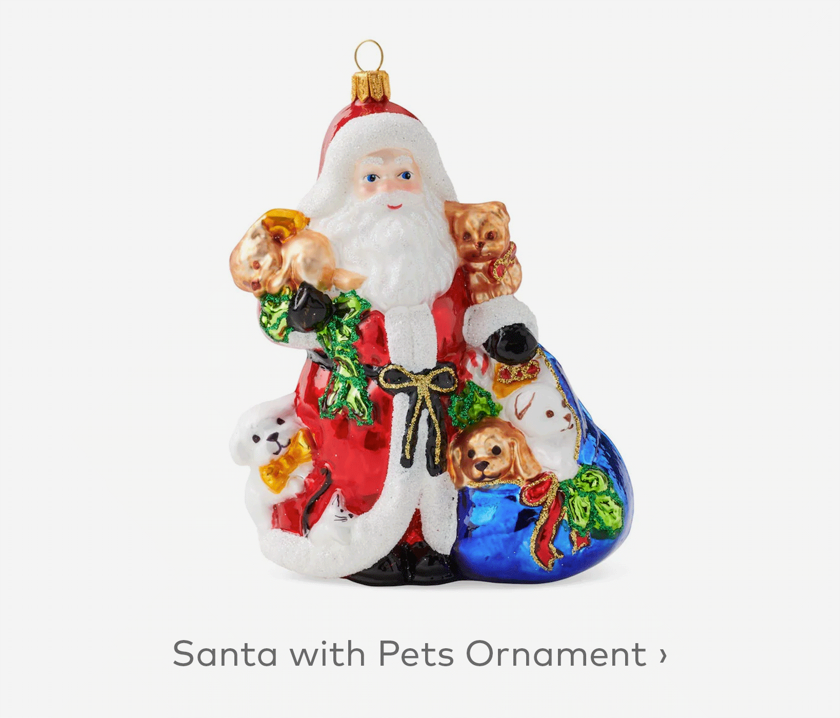 Santa with Puppies & Kittens Ornament