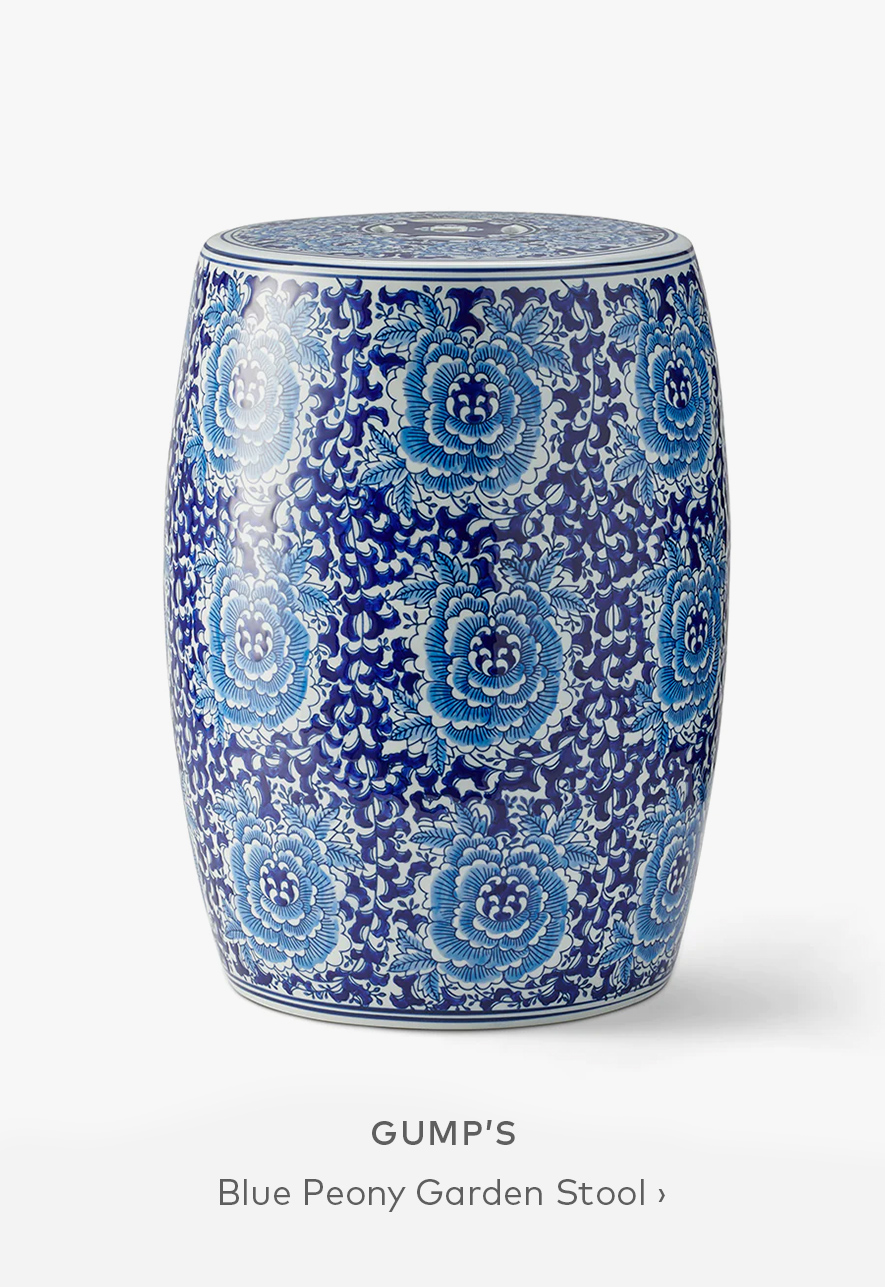 Blue Peony Garden Stool