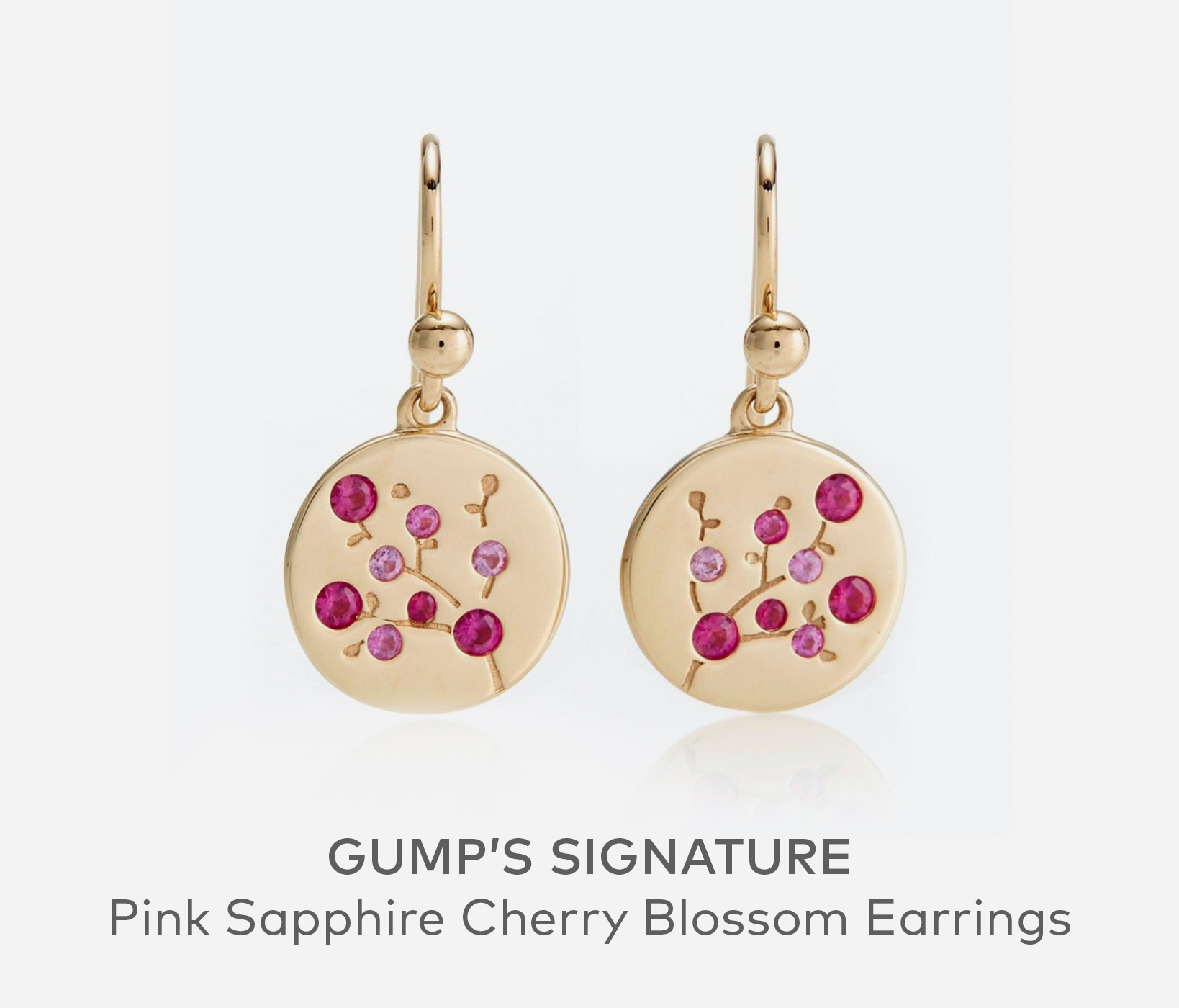 GUMP'S SIGNATURE Pink Sapphire Cherry Blossom Earrings