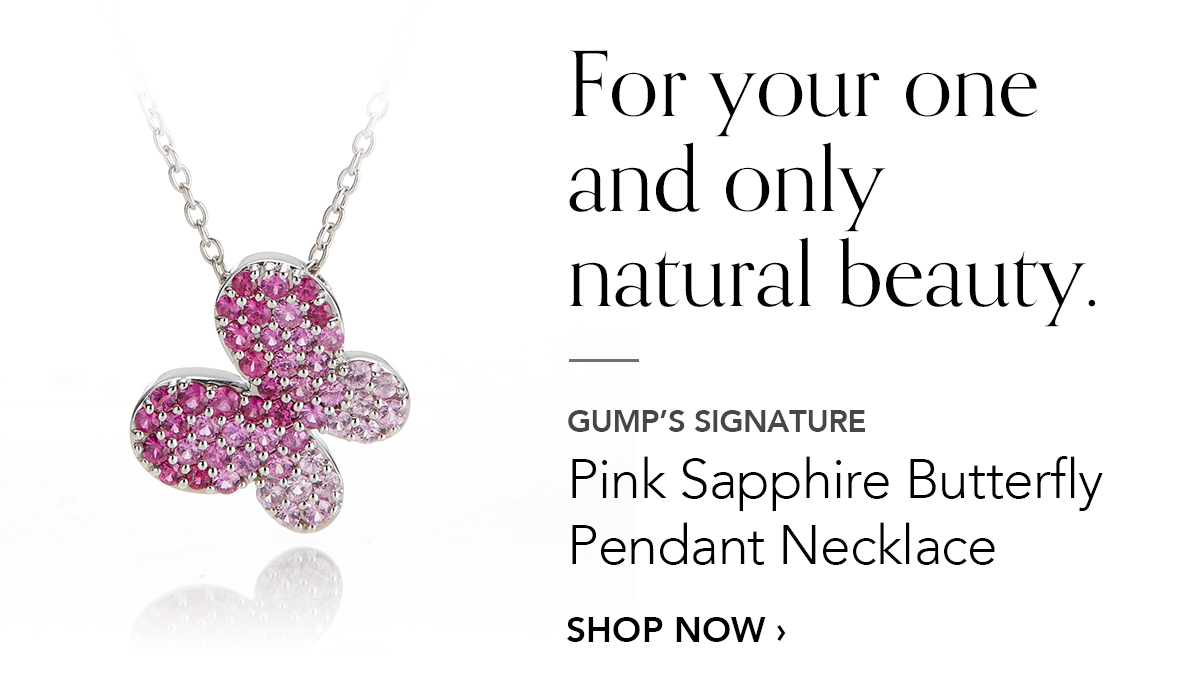 GUMP'S SIGNATURE Pink Sapphire Butterfly Pendant Necklace