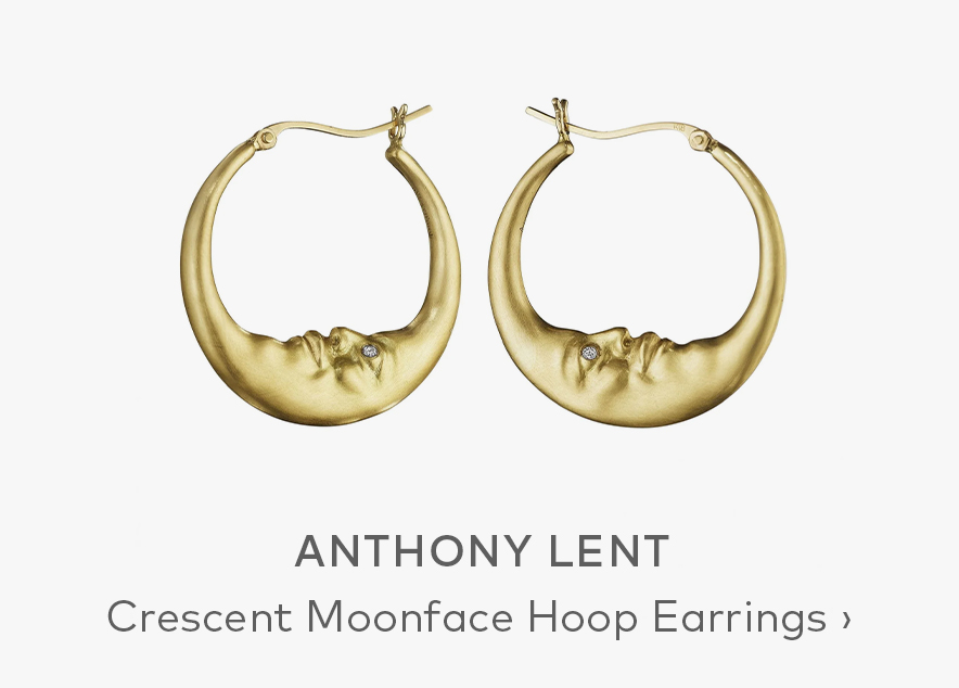 ANTHONY LENT Crescent Moonface Hoop Earrings