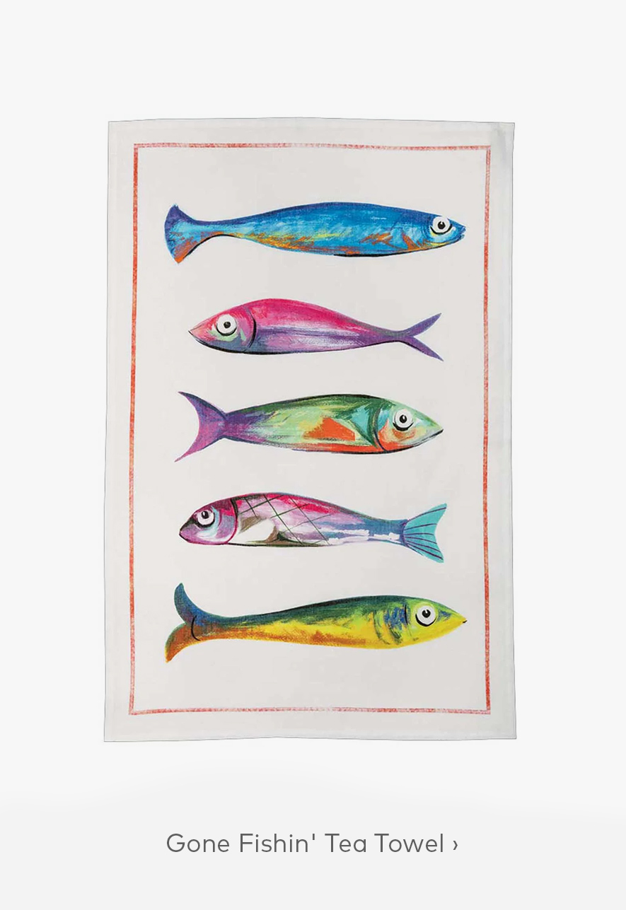 Gone Fishin' Tea Towel