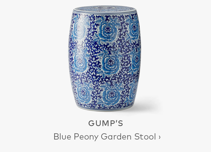 Blue Peony Garden Stool