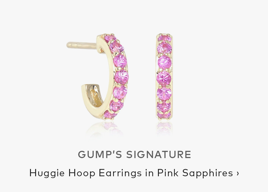 Gump’s Signature Huggie Hoop Earrings in Pink Sapphire