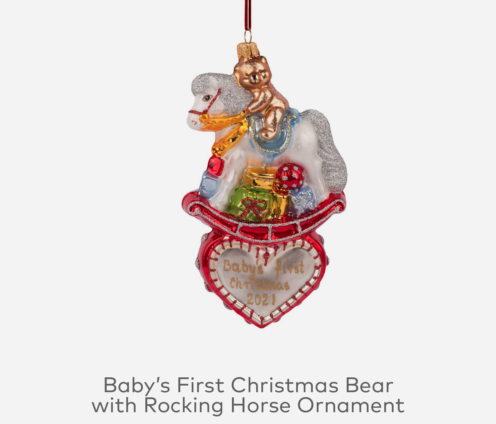 Baby's First Christmas Bear with Rocking Horse Ornament