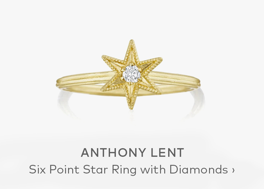 ANTHONY LENT Six Point Star Ring with Diamonds