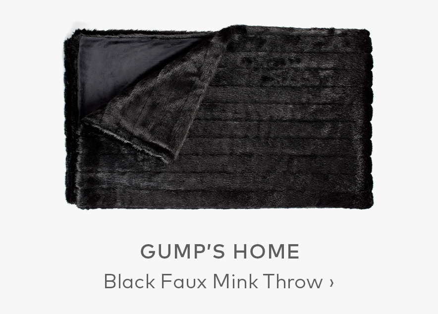 GUMP'S HOME Black Faux Mink Throw
