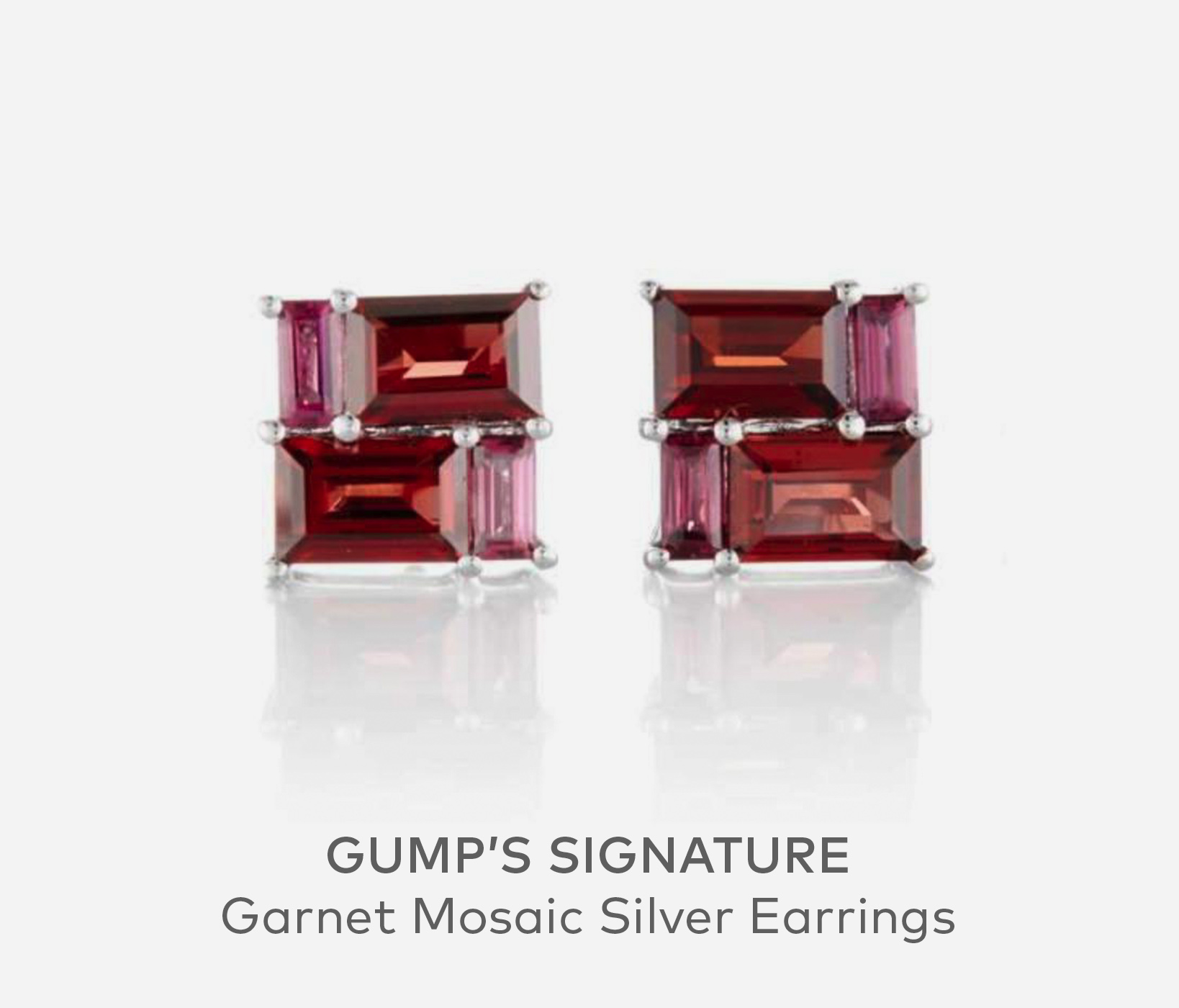 GUMP'S SIGNATURE Garnet Mosaic Silver Earrings