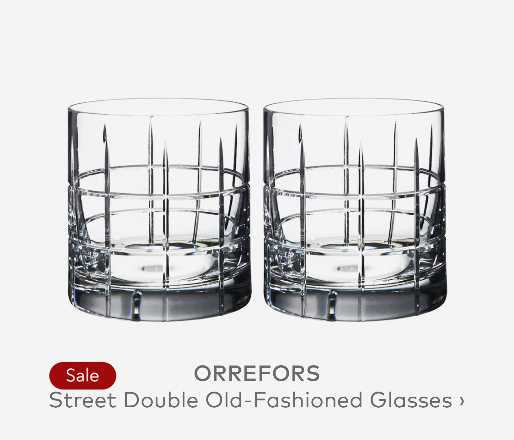 ORREFORS Street Double Old-Fashioned Glasses, Set of 2