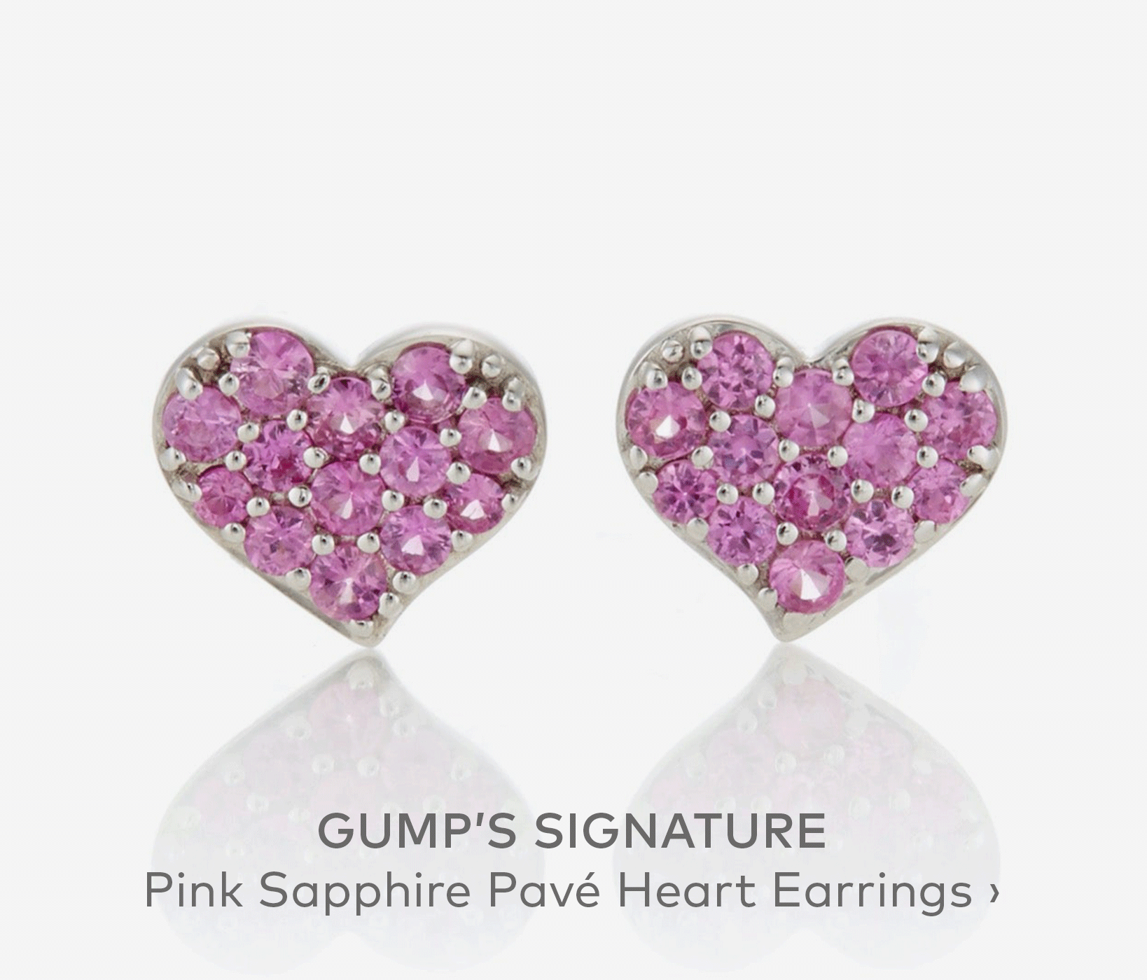 GUMP'S SIGNATURE Pink Sapphire Pavé Heart Earrings