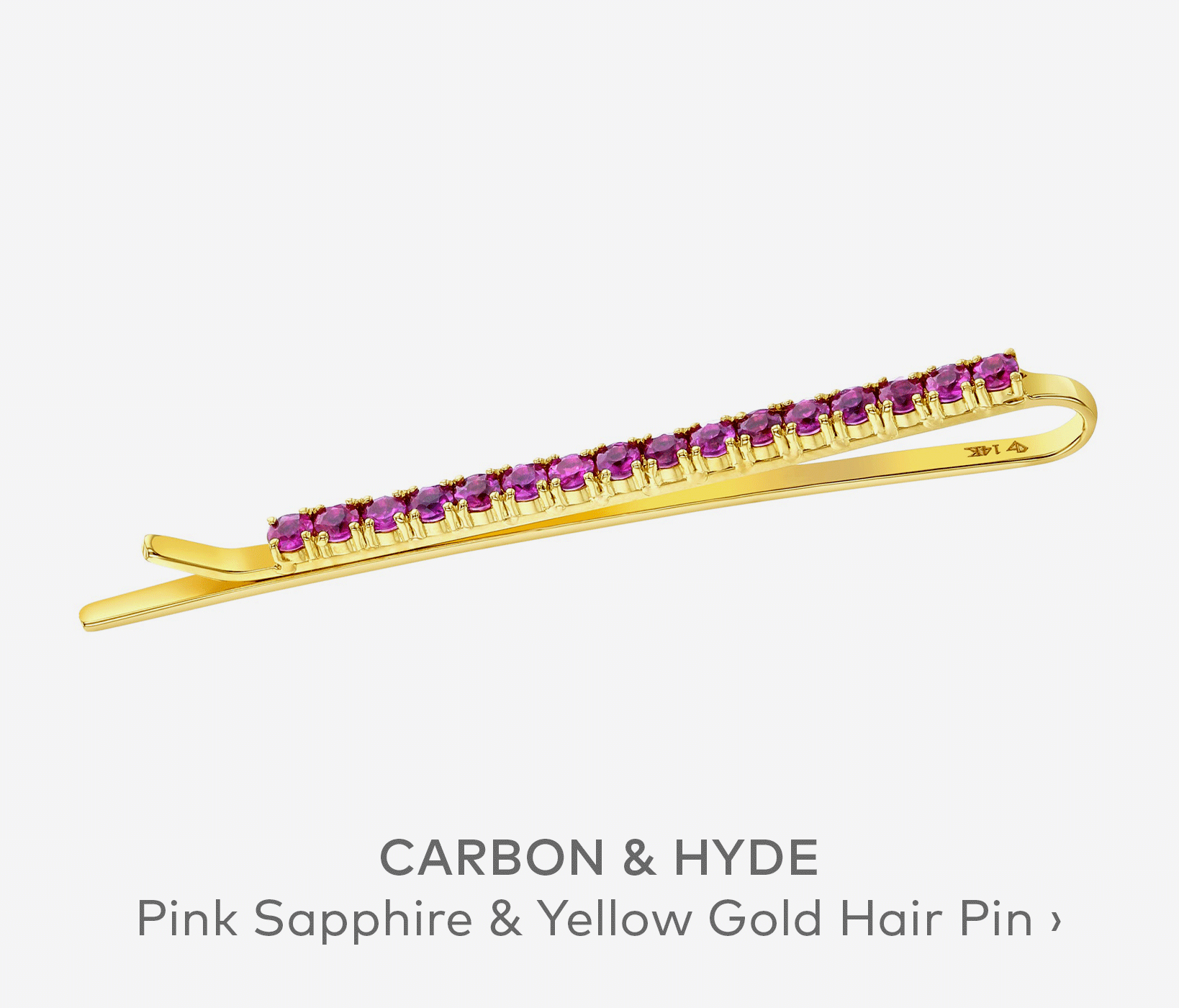 CARBON & HYDE Pink Sapphire & Yellow Gold Hair Pin