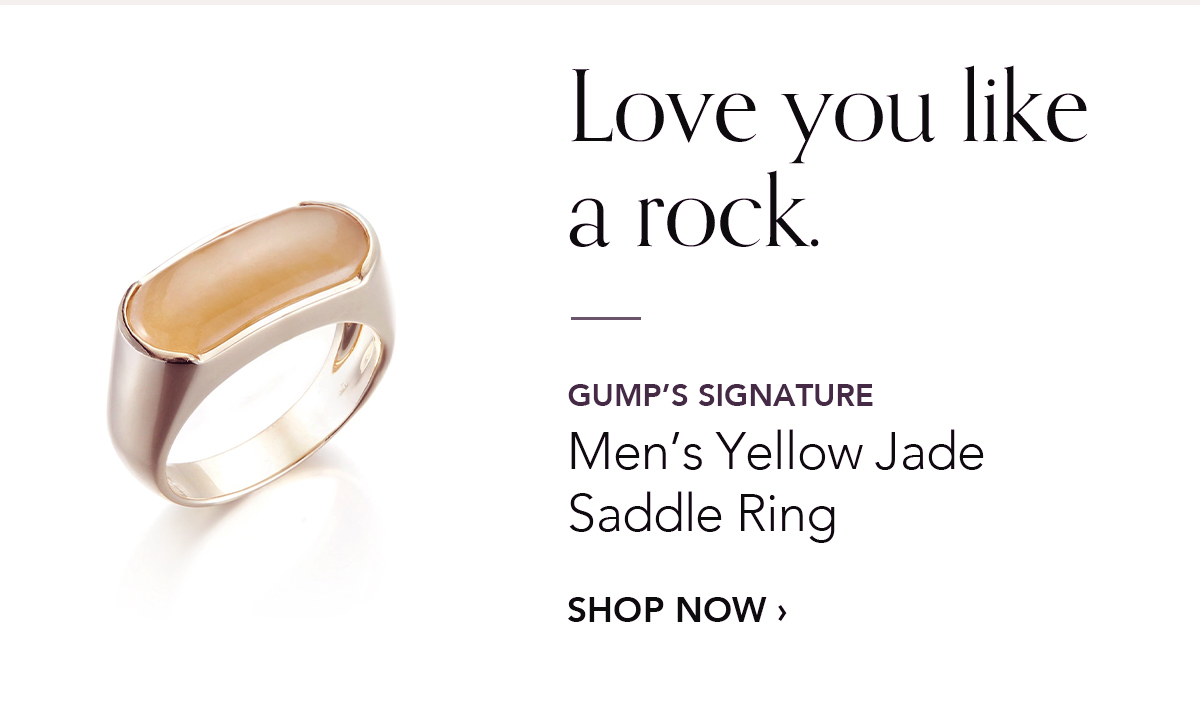 GUMP'S SIGNATURE Men's Yellow Jade Saddle Ring