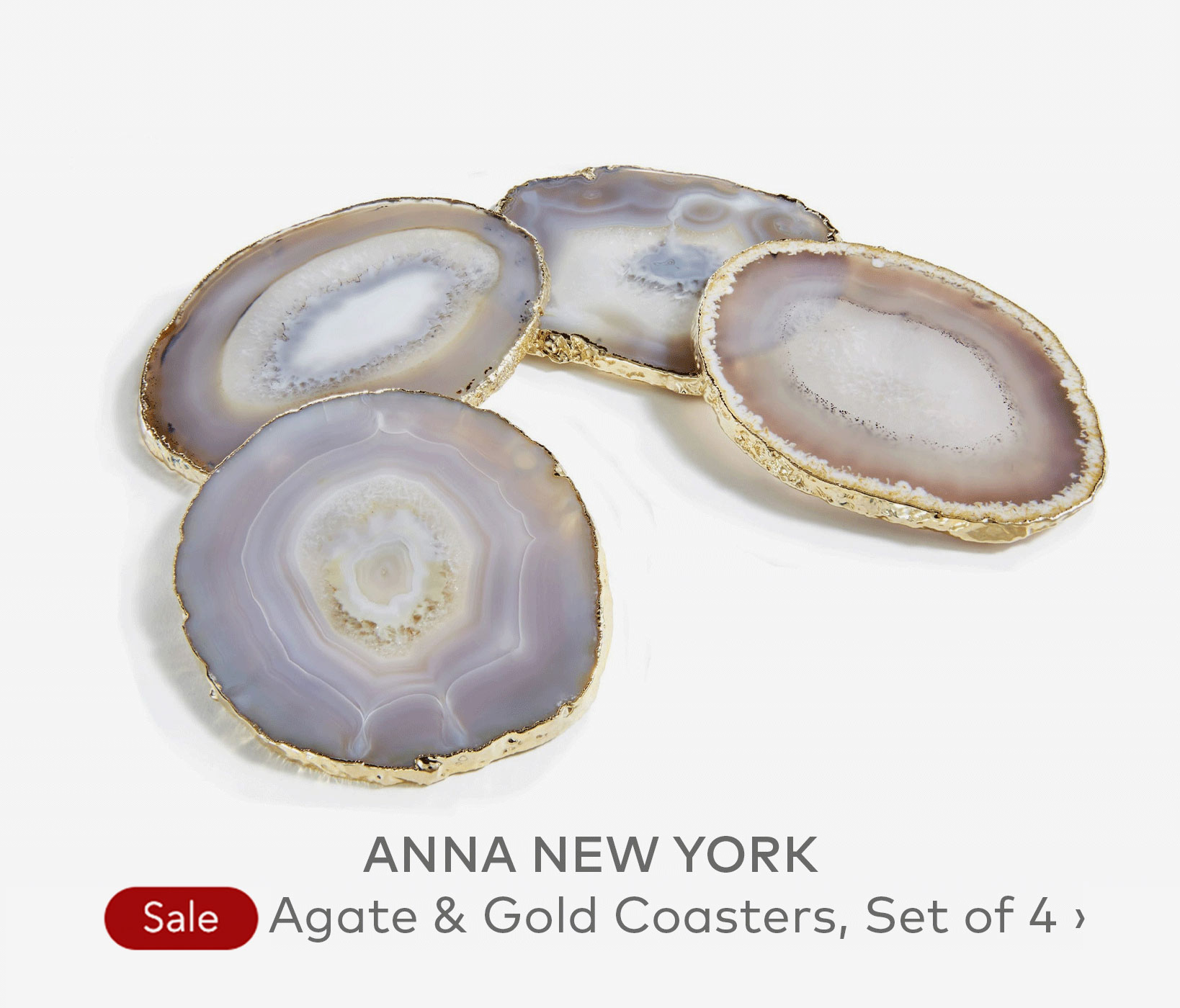 ANNA NEW YORK Lumino Sand Agate & Gold Coasters, Set of 4