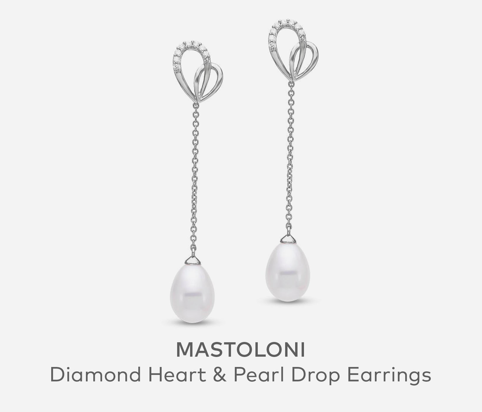 Mastoloni Diamond Heart & Pearl Drop Earrings