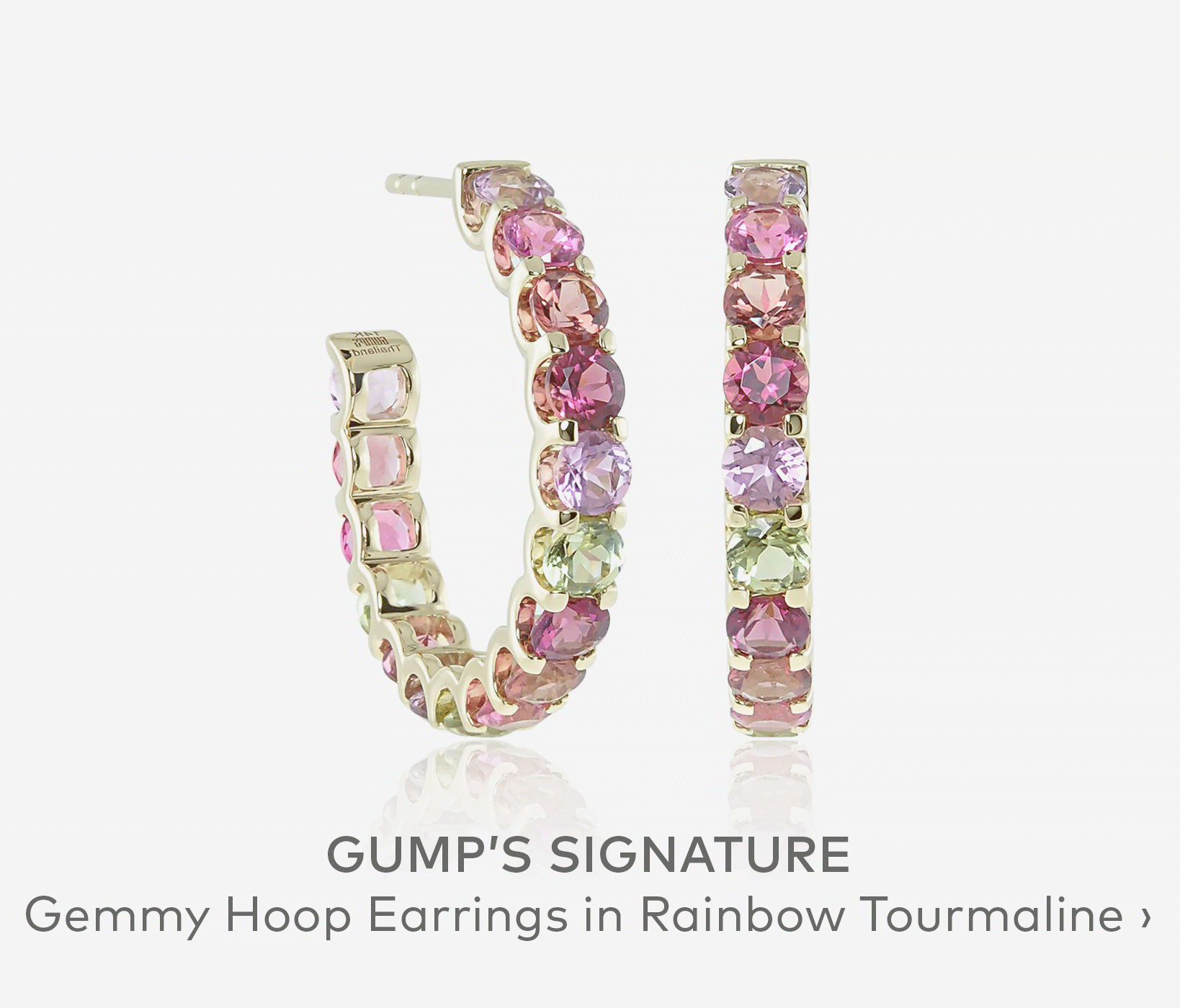 GUMP'S SIGNATURE Gemmy Hoop Earrings in Rainbow Tourmaline