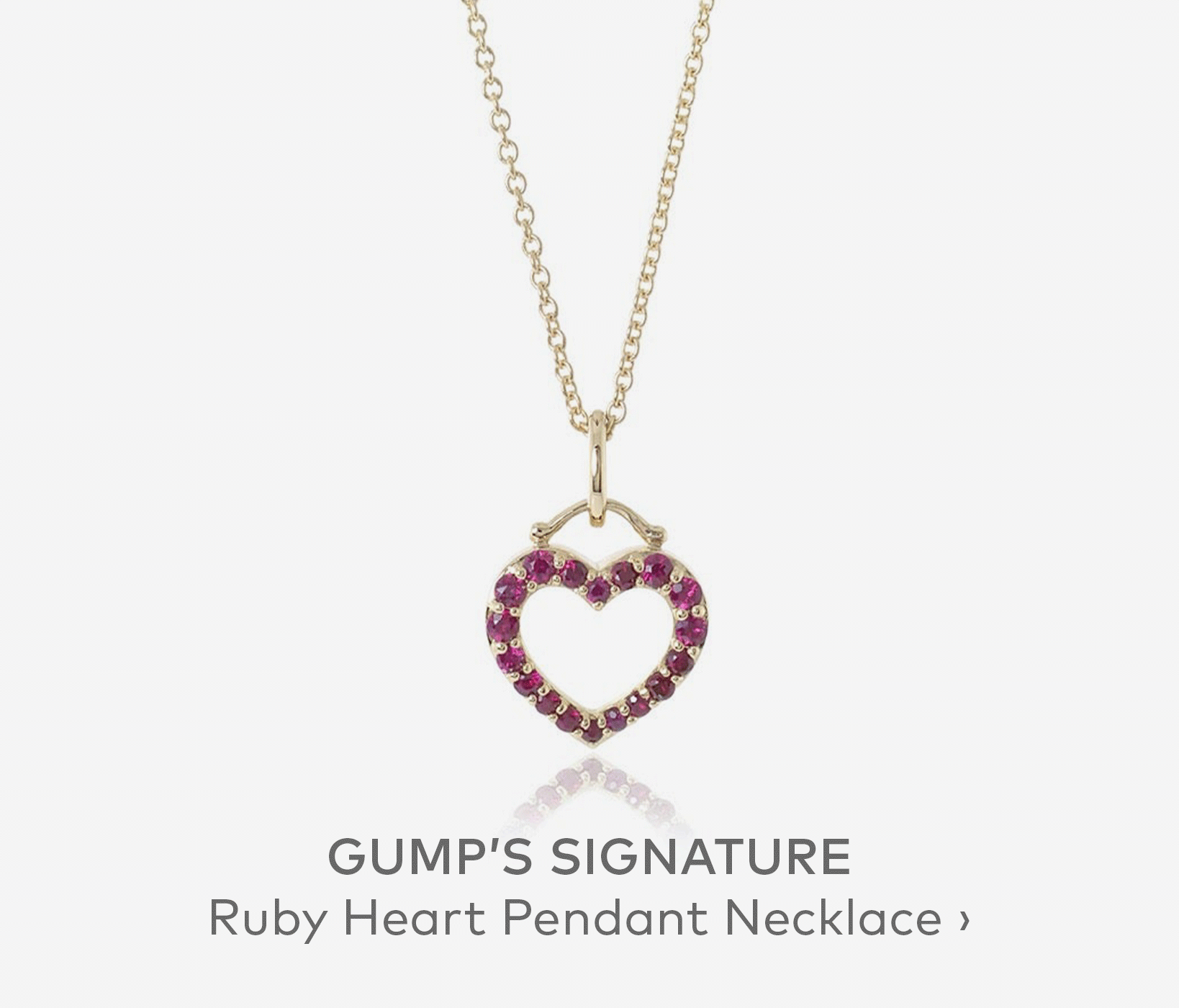 GUMP'S SIGNATURE Ruby Heart Pendant Necklace