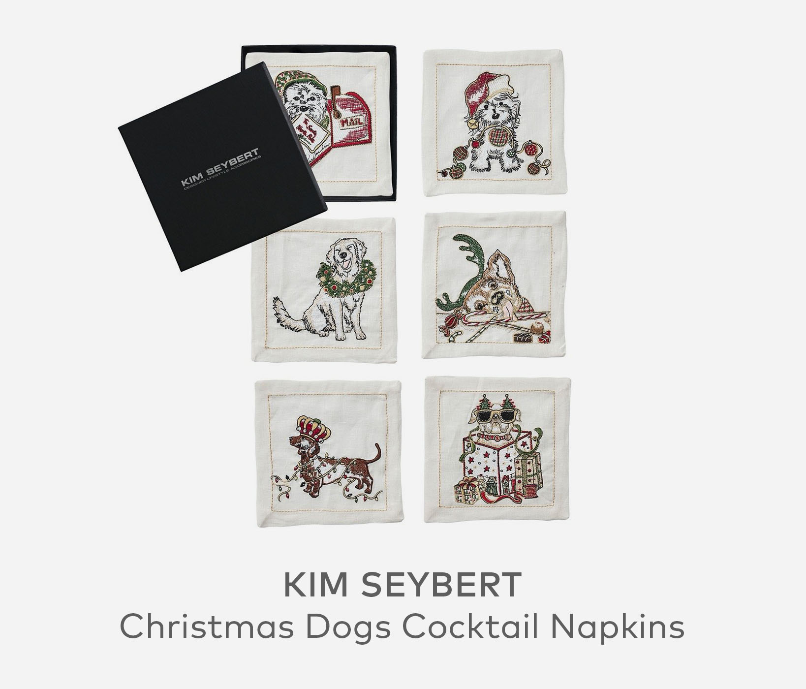 KIM SEYBERT Christmas Dogs Cocktail Napkins