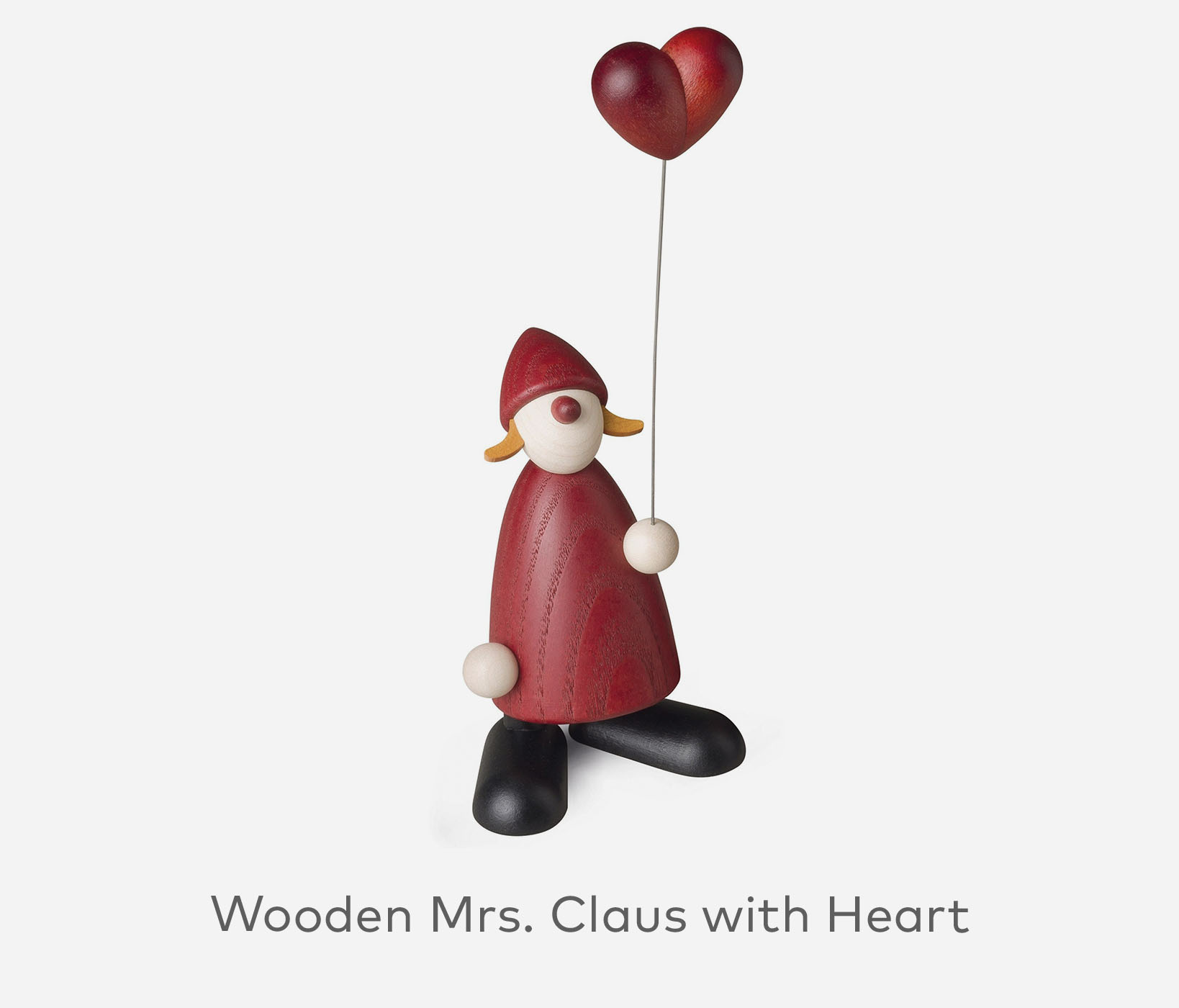 Wooden Mrs. Claus with Heart