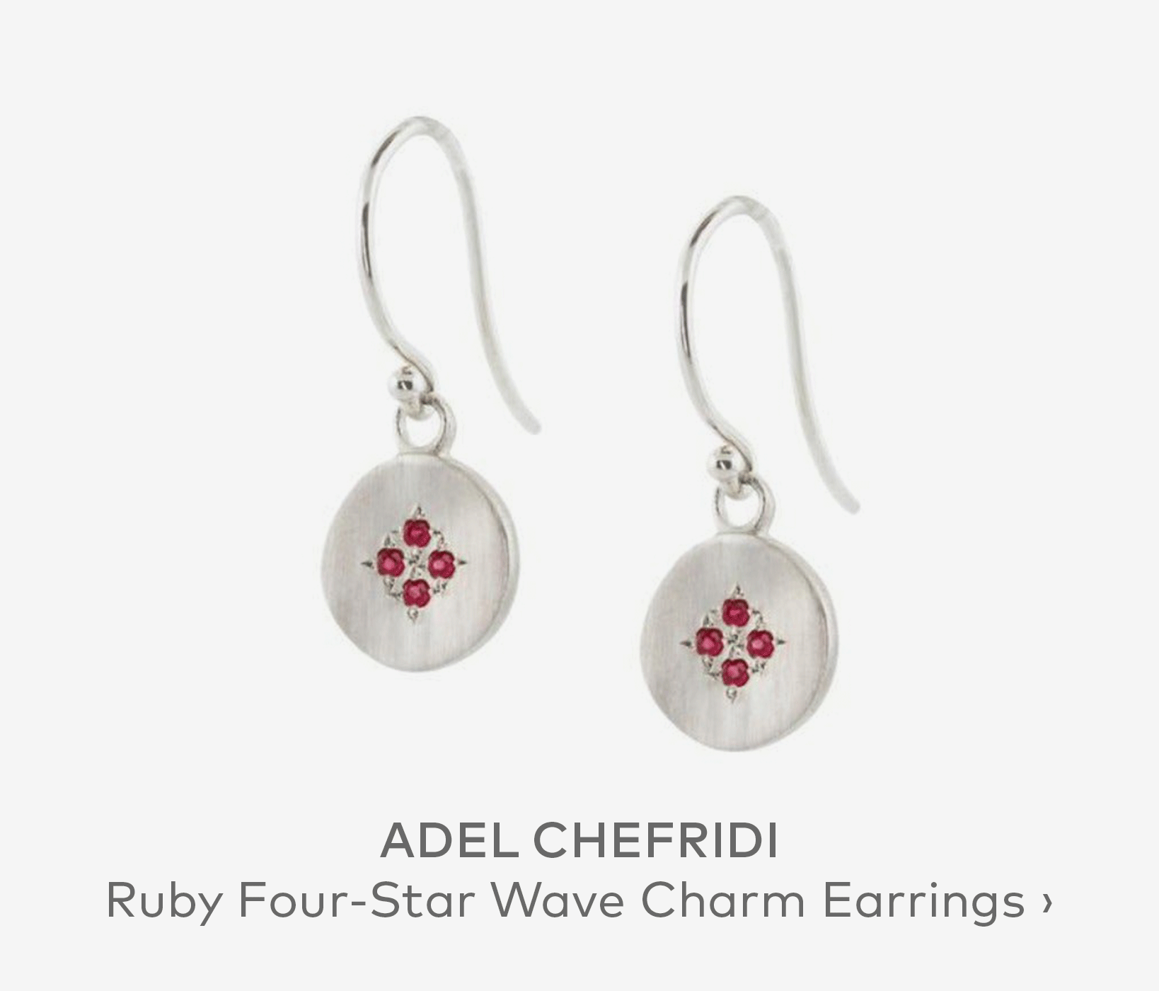 ADEL CHEFRIDI Silver & Ruby Four-Star Wave Charm Earrings