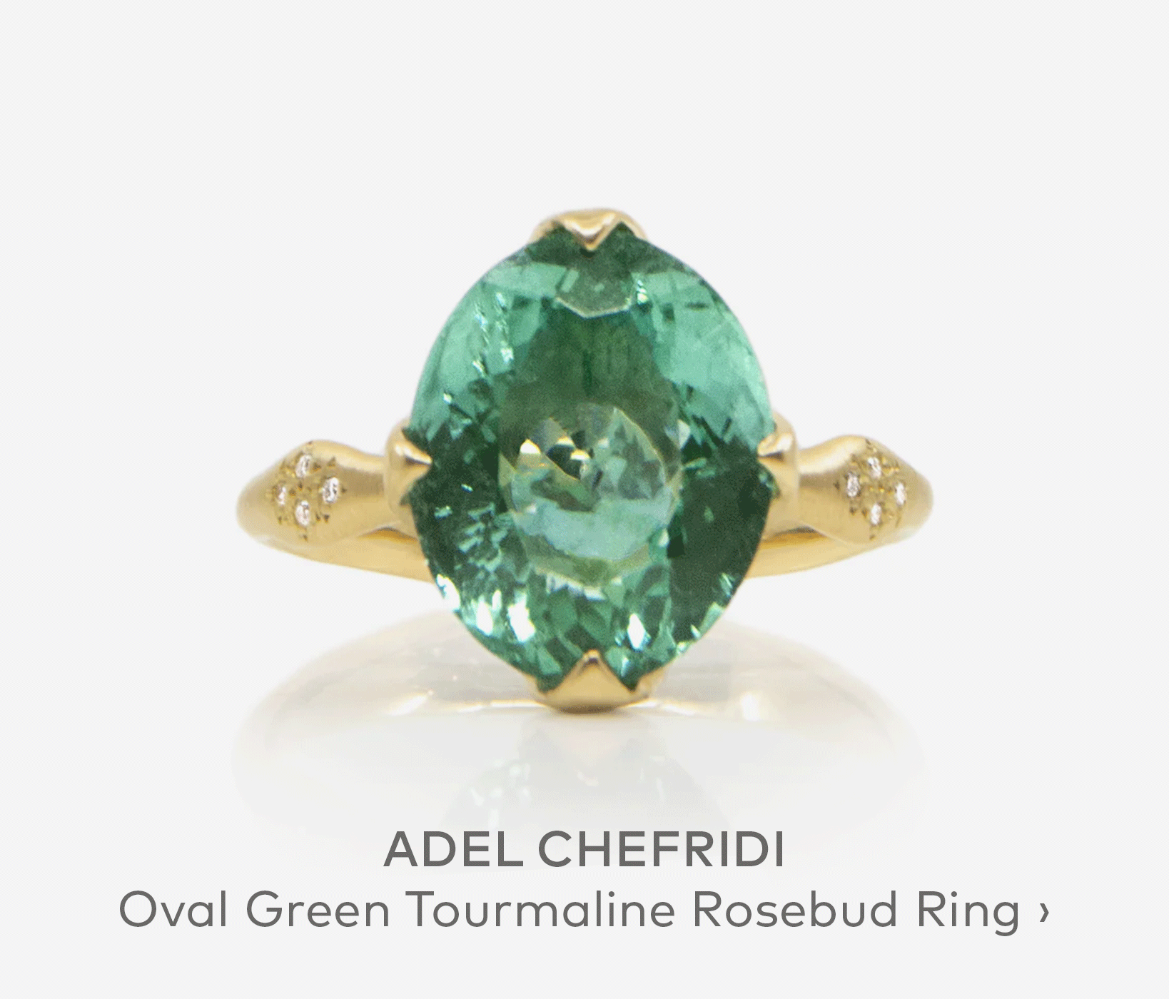 ADEL CHEFRIDI Oval Green Tourmaline Rosebud Ring