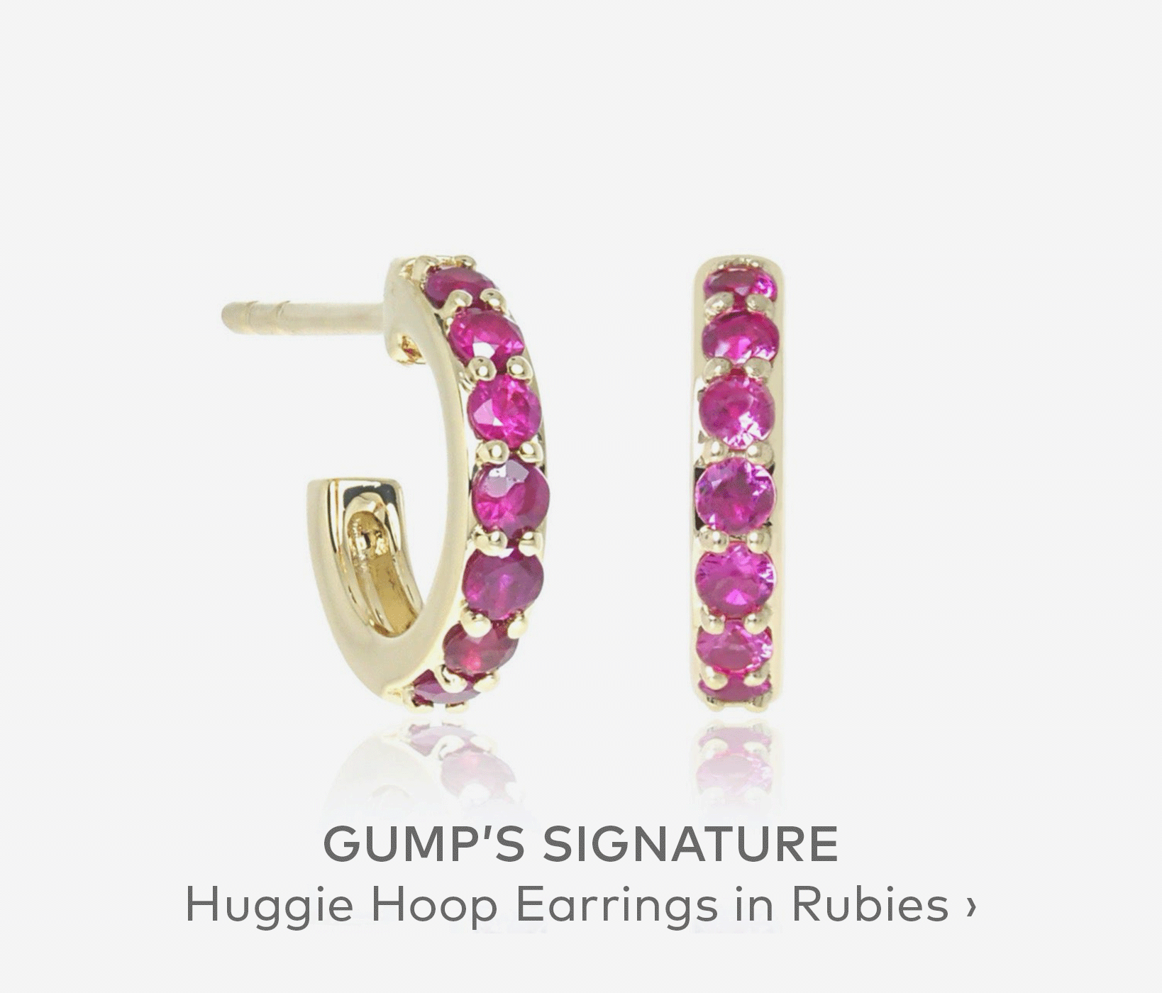 GUMP'S SIGNATURE Huggie Hoop Earrings in Rubies