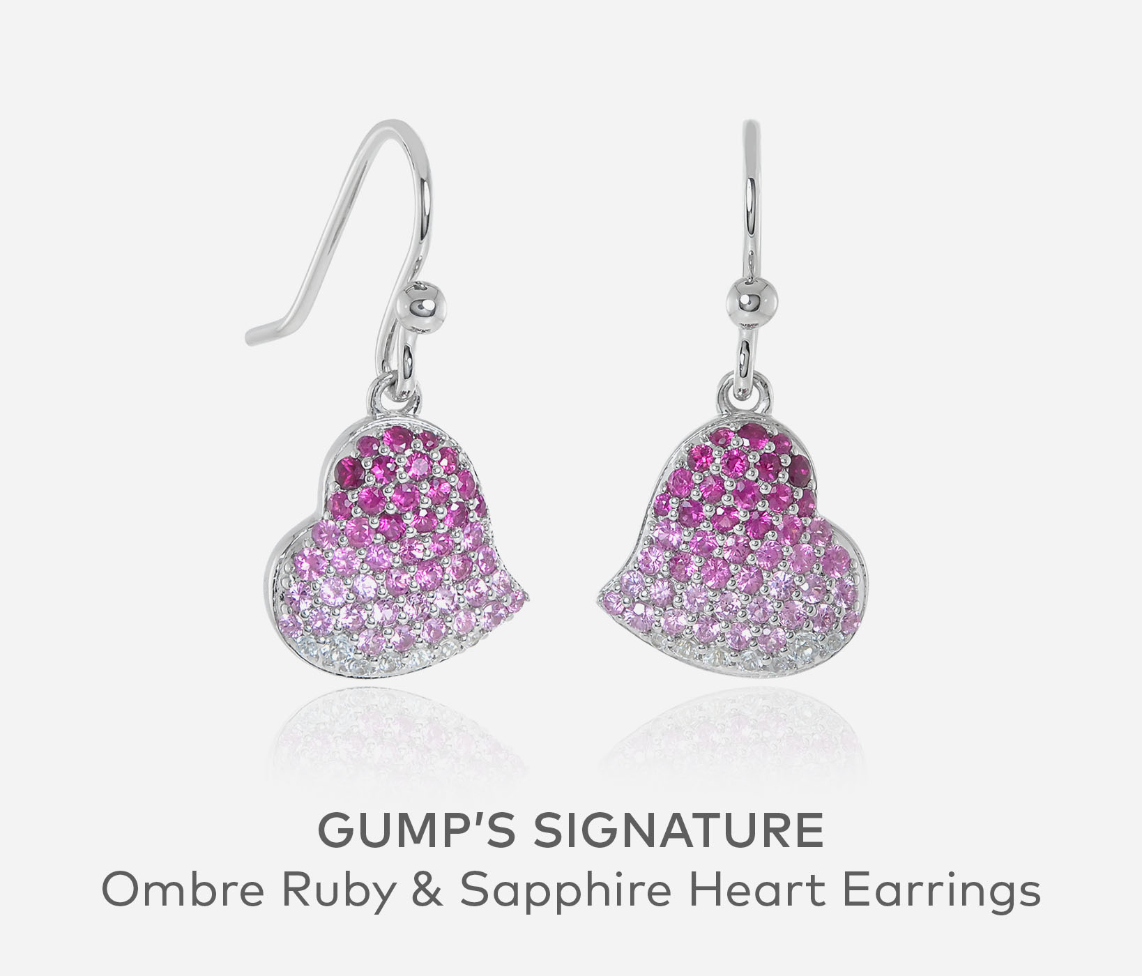Gump's Signature Ombre Ruby & Sapphire Heart Earrings