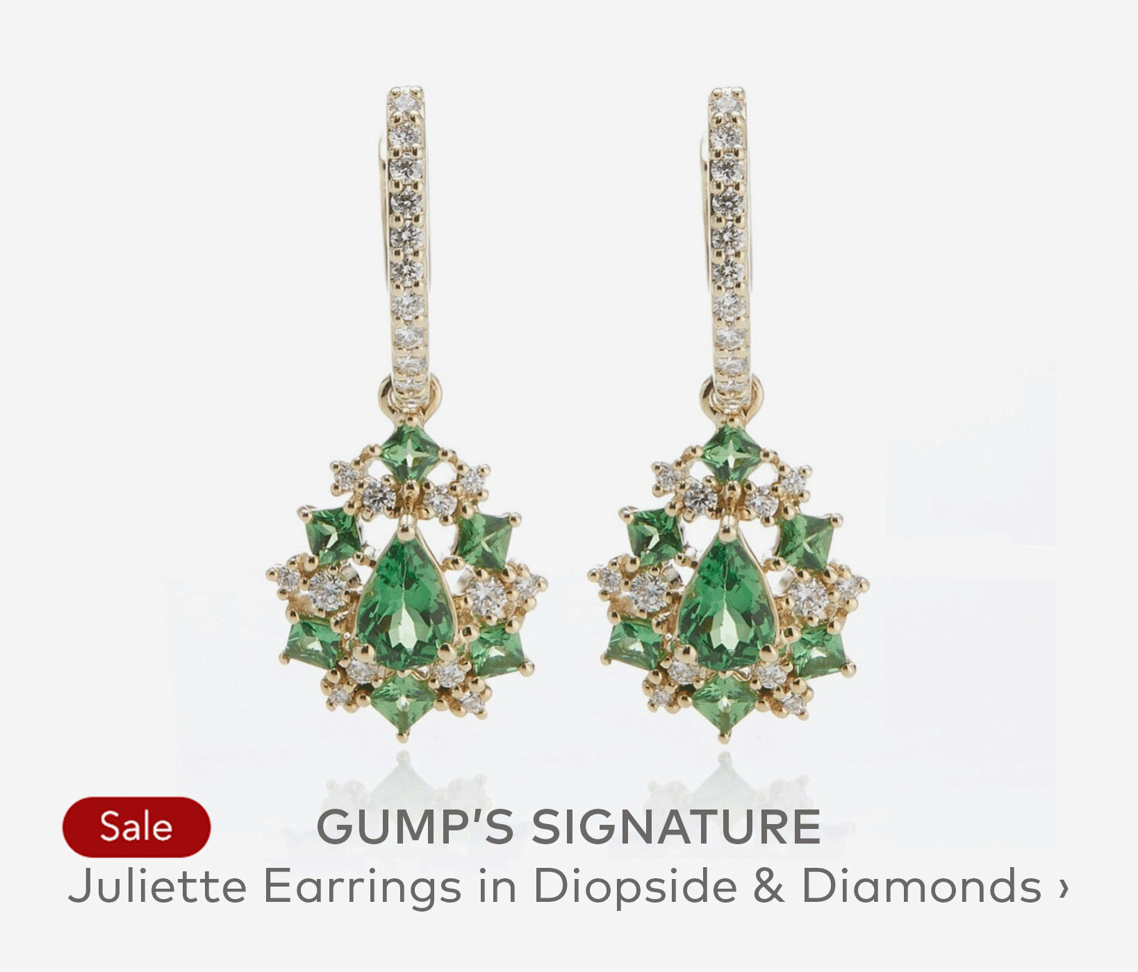 GUMP'S SIGNATURE Juliette Earrings in Green Diopside & Diamonds