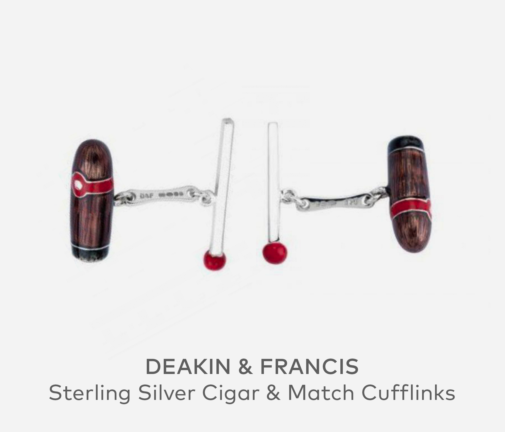 DEAKIN & FRANCIS Sterling Silver Cigar & Match Cufflinks