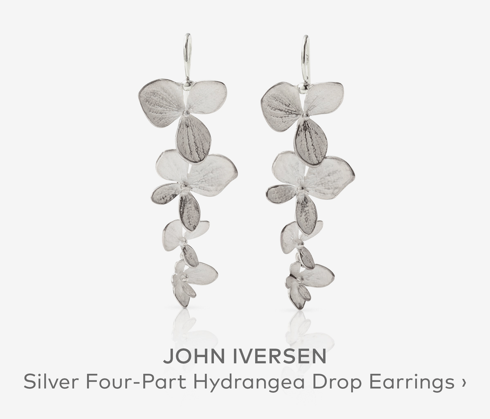 JOHN IVERSEN Silver Four-Part Hydrangea Drop Earrings
