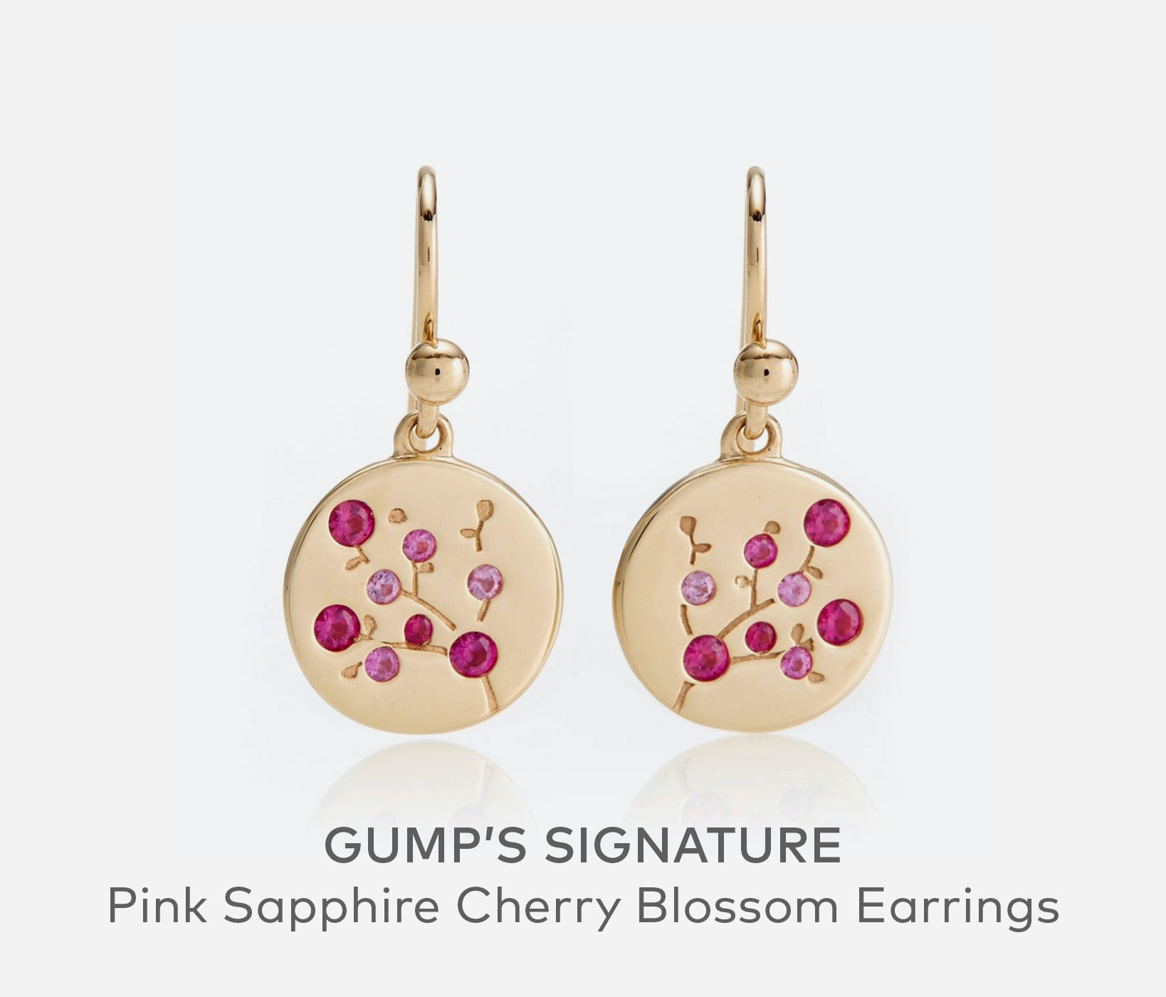 Gump's Signature Pink Sapphire Cherry Blossom Earrings