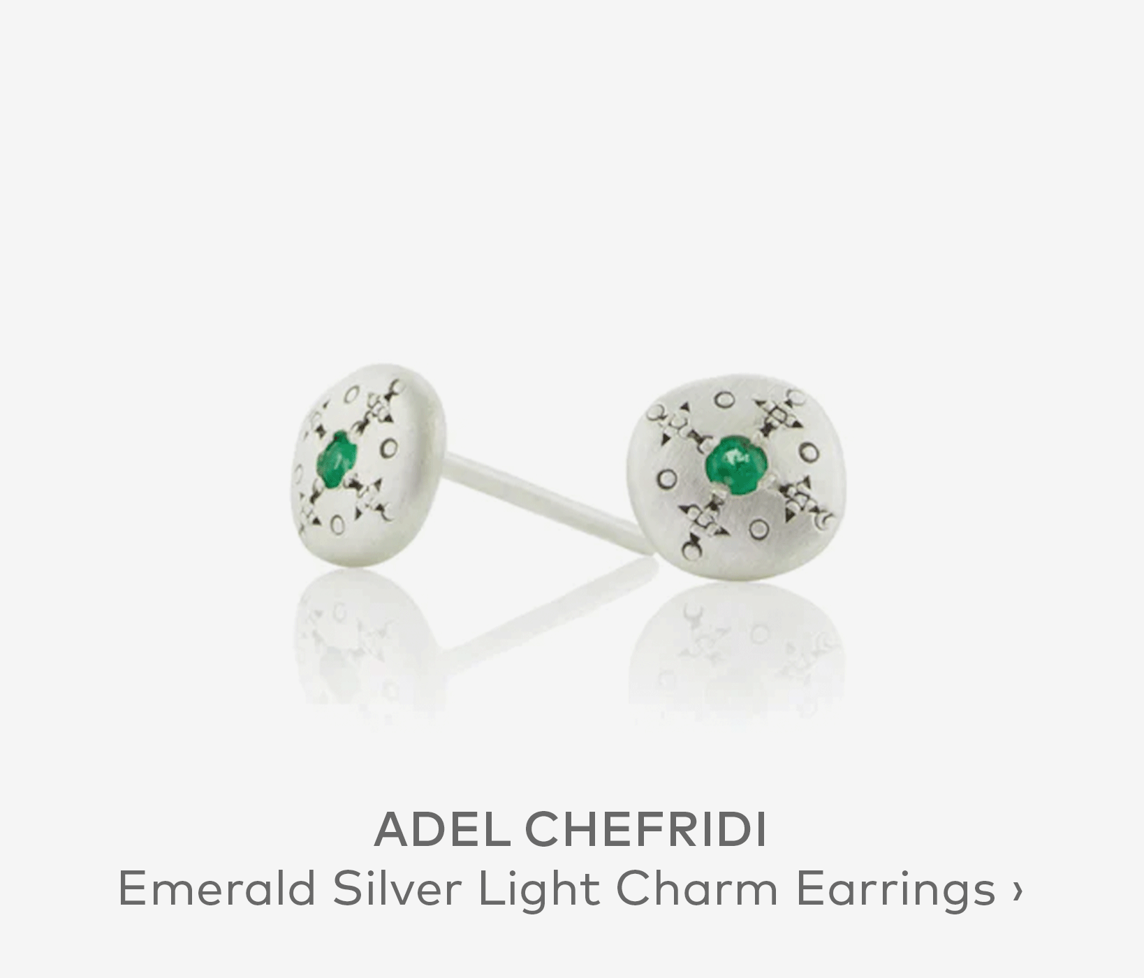 ADEL CHEFRIDI Emerald Silver Light Charm Earrings