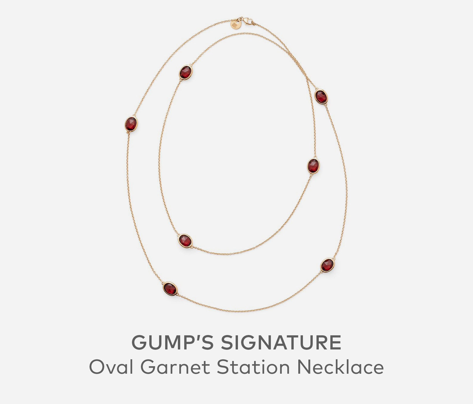 GUMP'S SIGNATURE Oval Garnet Station Necklace