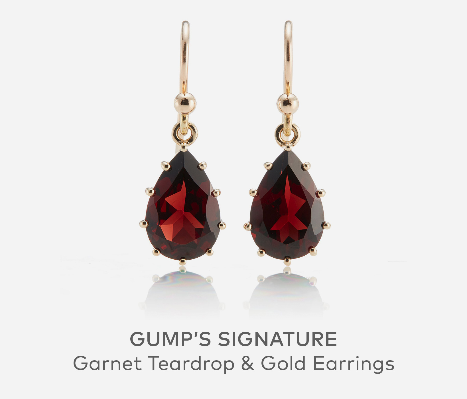 GUMP'S SIGNATURE Garnet Teardrop & Gold Earrings